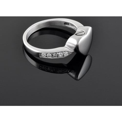 IJZ9015 CZ Stone Inaly 316L Stainless Steel Memorial Urn Ring Top Quality Metal Finger Ring Cremation Jewelry Ring for Ashes