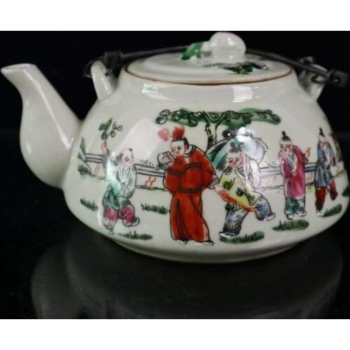 China Pastel ceramic child teapot crafts statue
