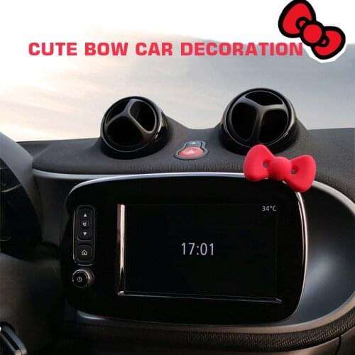 Cute Cartoon 3D Rubber Bow Design Outlet Car Sticker Interior Decoration For Benz Smart Honda Fit Ford Focus Girl Accessories