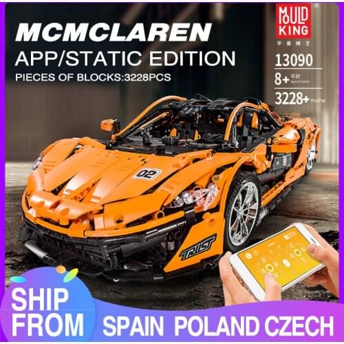 MOULD KING 13090 MOC Technique APP Motorized McLarens P1 Hypercar Building Blocks Bricks Kids Racing Car Toys Birthday Gifts