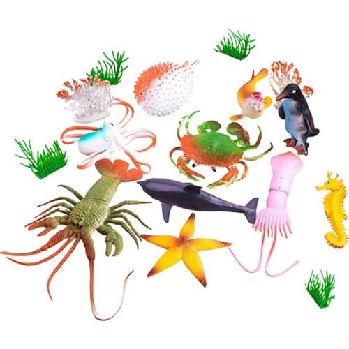 Pack of 16 Realistic Plastic Marine Biological Animals Sandbox Toys for Kids