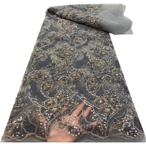 Nigerian Lace Fabrics 2021 High Quality Lace Top Selling Sequins Lace Fabric African Lace Fabric For Wedding Dress Sewing r70-53