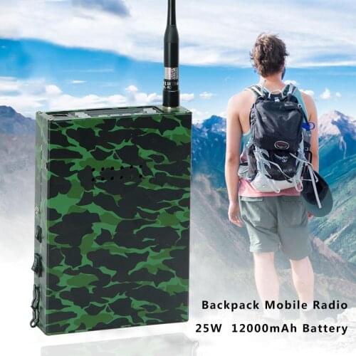 ABBREE 25W Dual Band Backpack Mobile Radio Station VHF UHF Portable Vehicle Radio 12000mAh Battery+ Antenna Programming Cable