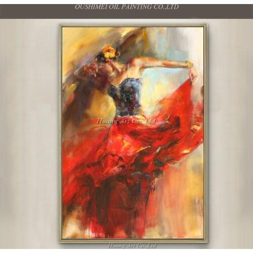 Professional Artist Directly Supply High Quality Hand-painted Spanish Dancer Oil Painting On Canvas Flamenco Dancer Oil Painting