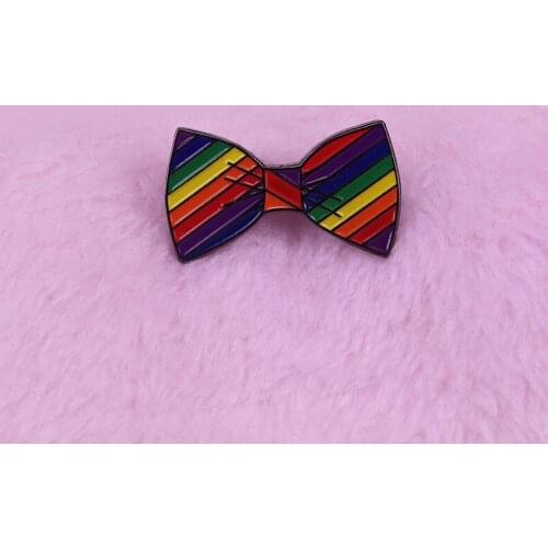 Rainbow gay pride bow tie brooch LGBTQ pride decor