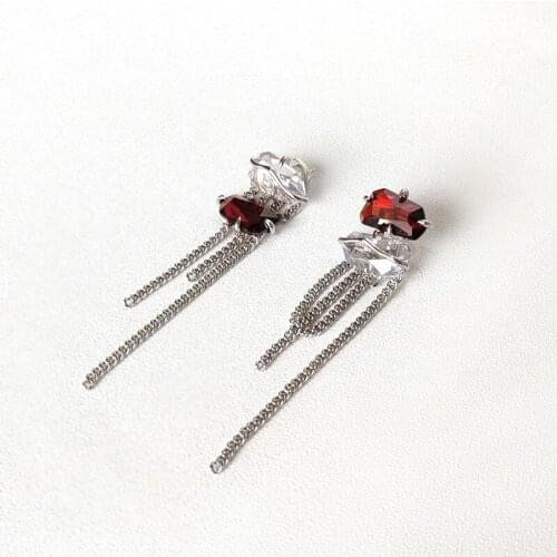 Double zircon stud earrings peach spar tassel earrings design earrings