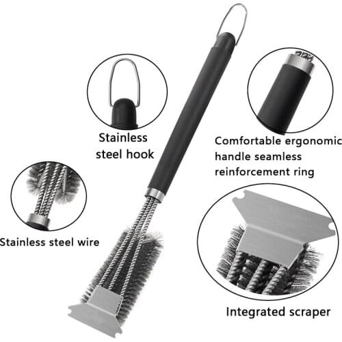 BBQ Grill Cleaning Brush And Scraper Stainless Steel Kitchen Accessories Bristles Cleaning Brushes Cooking Tool Barbecue Gadgets