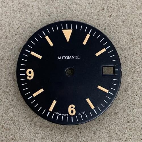 28.5mm Watch Dial Replacement Green Luminous w/ Calendar DIY Repair Part for NH35/NH36 Movement Watch Accessories