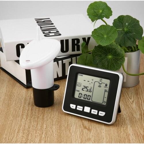 Ultrasonic Water Tank Level Meter Temperature Sensor Low battery Liquid Depth Indicator Time Alarm Transmitter Measuring