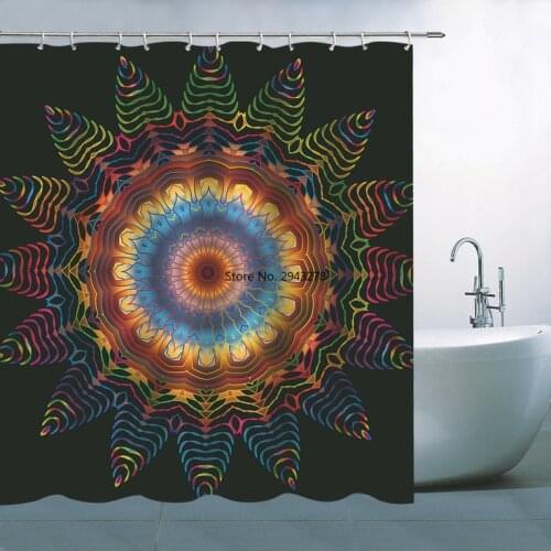 Brightly Colored Painting Pattern White Red Purple Blue Hanging Shower Curtain Waterproof Mildew Polyester Cloth