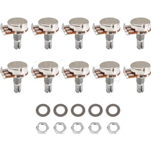 Yibuy 10 Pieces Metal B25k Guitar Volume Potentiometer with Screw Nut and Gasket
