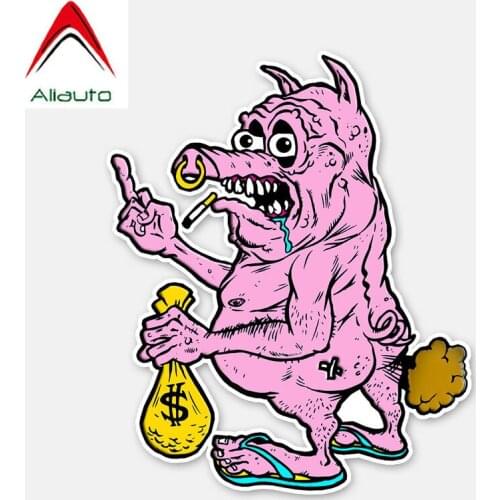 Aliauto Funny Lovely Car Sticker Dirty Pig Motorcycle Helmet Waterproof Sunscreen Anti-UV Reflective Decal,10cm*12cm