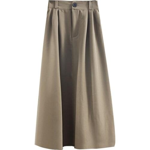 2020 Autumn New Women Simple Black High Waist Thin A-line Suit Skirt Elastic Waist Casual All-match Long Skirt Free Shipping