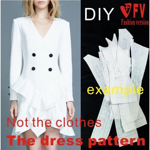 Clothing DIY pattern womens V-neck fishtail dress sewing chart pattern-making design drawings BLQ-469