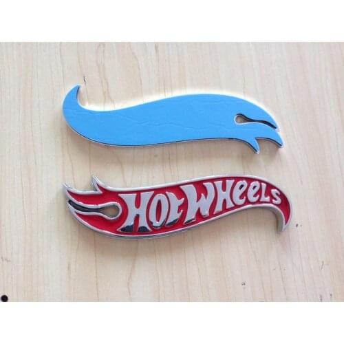 1pair Chrome red black blue yellow Hot Wheels Flames Emblem Badge Hot Rod, Mustang, Camaro