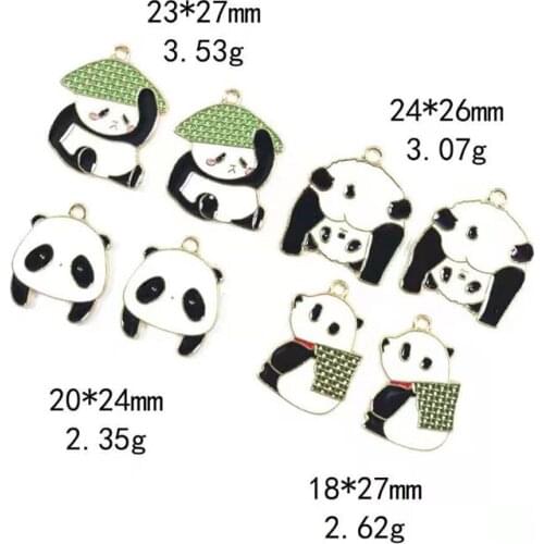 10PCS New Pattern Panda Series Enamel Alloy Jewelry DIY Manual Make Rubber Band Earrings Bracelets Pendant Accessorie Wholesales