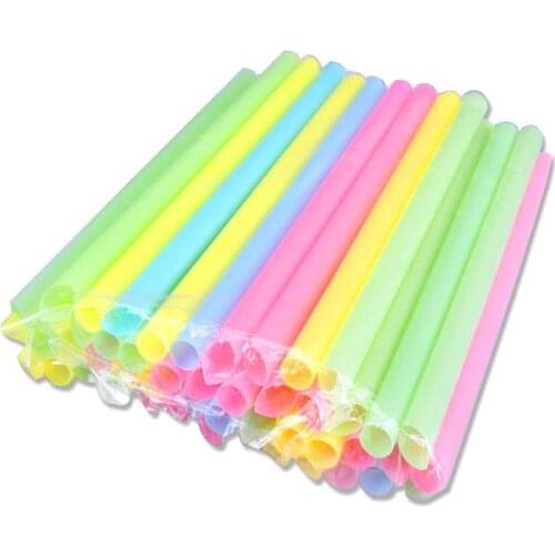 100Pcs Large Drinking Straws Mixed Colors for Pearl Bubble Milk Tea Smoothie Party Plastic 15Cm X 1Cm Bar Accessories