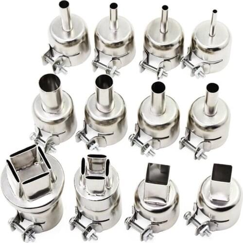 12PCS Universal Heat Nozzle 3-20mm Hot Air Heat Resisting Nozzles Tips Tool for 850 Series Hot Air Soldering Station