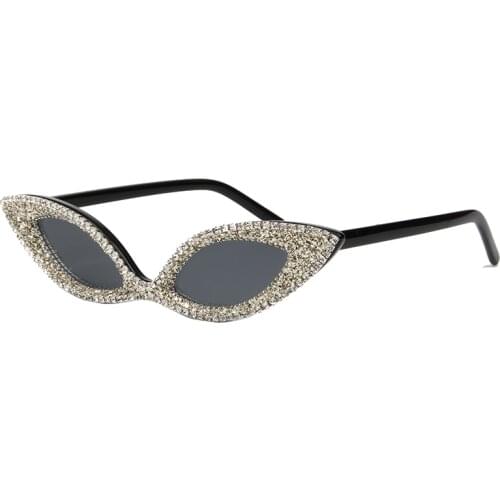 2019 Sunglasses Women Cat eye Sunglasses Crystal Luxury Rhinestone Cute Small glasses for ladies Vintage Shades UV400