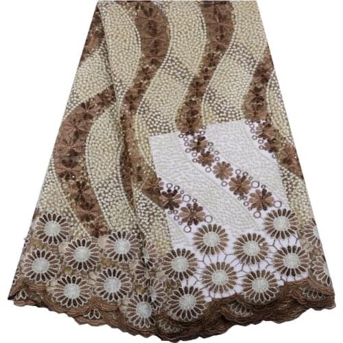 2019 High-end Fashion French Lace Fabric High Quality African Tulle Embroidered Net Lace Fabric With Beads For Wedding 1476