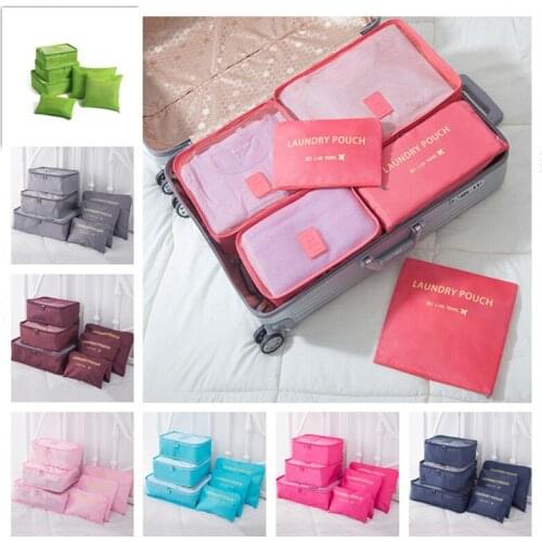 2021 Hot Selling 6Pcs Travel Clothes Storage Waterproof Bags Portable Luggage Organizer Pouch Packing Cube 8 Colors Local Stock