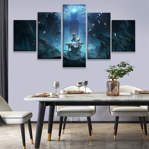 5 panels Horror Adventure Game Little Nightmares Canvas Painting Wall Art Home Decor Modula Picture posters and Prints Room