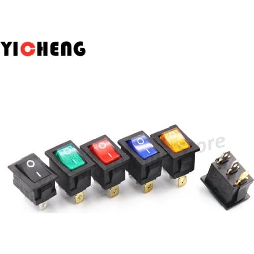 5Pcs boat switch KCD1-103 3feet 2 files with lights Rocker power switch 15 * 21MM 3pin With light