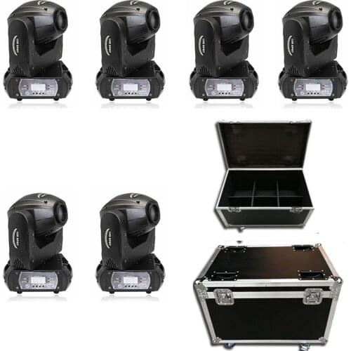 6pcs/lot with a flightcase packed 60W LED Color Spot Moving Head Light RGBW Gobo Pattern DJ Club Party Stage Show