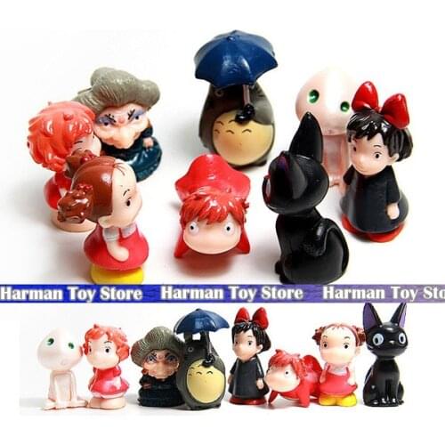 8Pcs/set 4~5CM Hayao Miyazaki Anime Totoro Ponyo KiKis Delivery Service action figure set PVC Model Toys Brinquedos Meninas