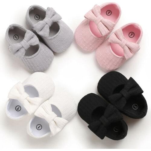 Baby Shoes Newborn Infant Pram Mary Jane Girls Princess Moccasins Bow Soft Shoes 0-18M