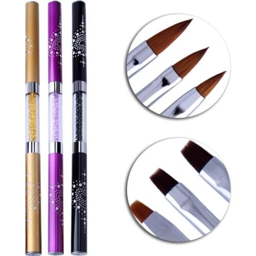 Artlalic 1pcs Double-ended Nail Liner Brush Ultra-thin Line Drawing Pen Rhinestone Nail Art Manicure Tools Gold/ Purple/ Black