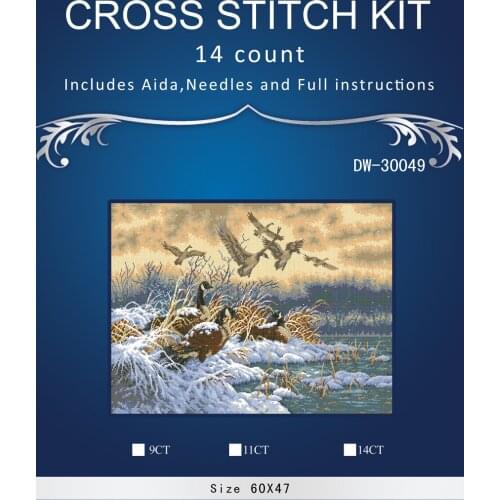 Top Quality Lovely Counted Cross Stitch Kit Winter Retreat Flight Widgeon Duck Swan Animal Animals Snow Lake dim3th52
