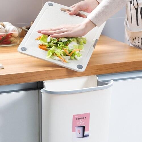Creative Classification Hanging trash bin Multifunction Folding Trash Can Wall-mounted Household Cabinet Hanging Storage Trash