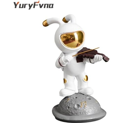 YuryFvna Creative Band Astronaut Figurines Resin Space Rabbit Statue Home Office Childrens Room Desktop Decoration Gift