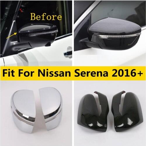 Yimaautotrims Rearview Mirror Caps Decoration Cover Trim ABS Chrome / Carbon Fiber Look Exterior For Nissan Serena 2016 - 2020