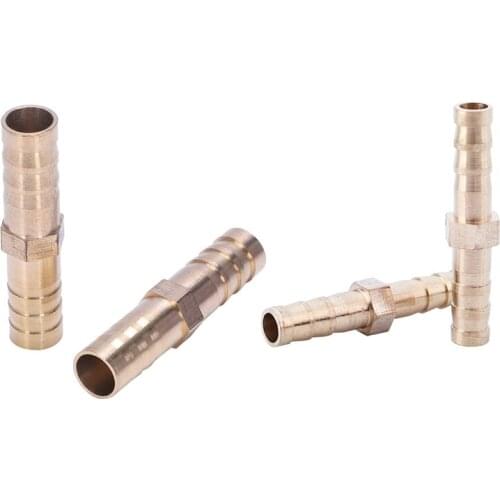 LBER 5Pcs Air Gas 8 Mm Brass Straight Hose Connector & 10Pcs Brass 6 Mm Straight for Hose Quick Coupling, Golden