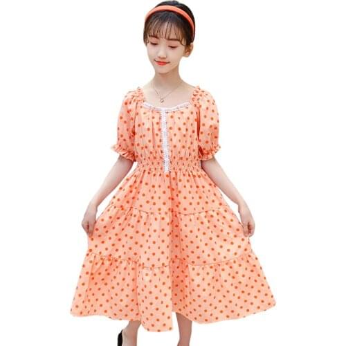 Girls Summer Dress Dot Pattern Dress For Girl Ruffles Kids Dress Casual Style Costumes For Girls 6 8 10 12 14