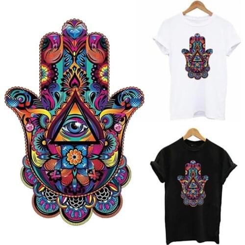 Manlada Eyes Patches Iron On Transfer DIY Women T-Shirt Thermo Sticker On Clothes Hamse Hand Fatima Patch Appliqued Decoration