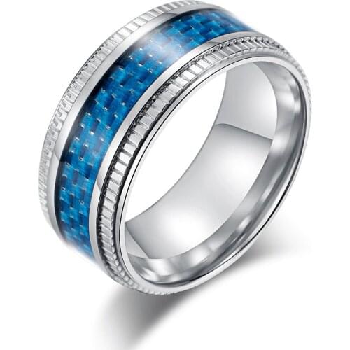 Fashion Mens Carbon Fiber New Fashion Mens Titanium Steel Ring Stainless Steel Jewelry