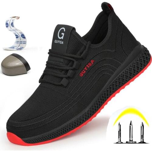 Mens Anti-Smashing Anti-Puncture Wear-Resistant Non-Slip Comfortable Light And Safe Steel Toe-Cap Work Boots
