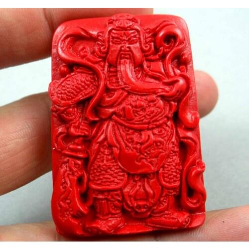 Natural stone Quartz Crystal Chinese Organic Cinnabar Guan Yu Pendant for diy Jewelry making necklace Accessories