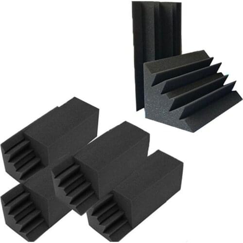 New 8 Pack of 4.6 in X 4.6 in X 9.5 in Black Soundproofing Insulation Bass Trap Acoustic Wall Foam Padding Studio Foam Tiles (8P