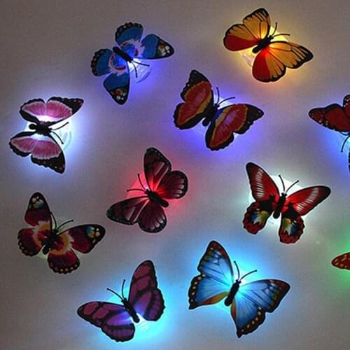 New Glow Wall Stickers Color Changing Cute Butterfly LED Night Light Home Room Desk Wall Decor Kids Decoration Sticker обои