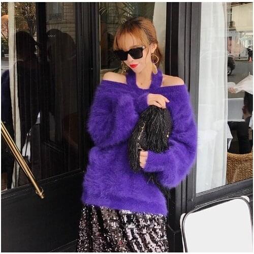 New genuine mink cashmere sweater women mink cashmere pullovers with turtleneck collar free shipping S18925