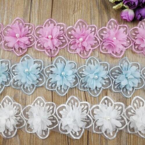 Organza flower patches Patchwork Lace Ribbon DIY Sew Apparel Handmade Trims Garment Wedding birthday party Scrapbook necklace wh