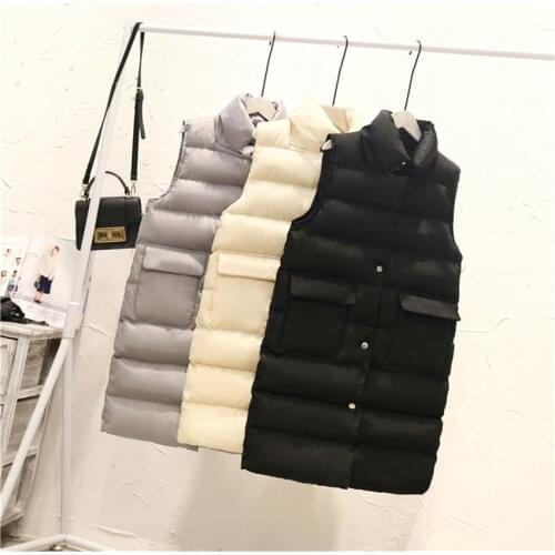 Gowyimmes Autumn Women Midi-long Down Cotton Vest Lady Cotton-padded Vest Female Sleeveless jacket Winter Clothes Outwear PD513