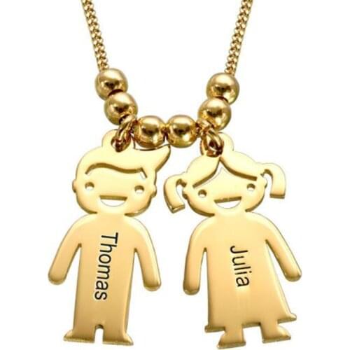 Personalized Stainless Steel Boy Girl Kids Pendant Necklace Women Child Engraved Name Necklaces Family Custom Jewelry Gift