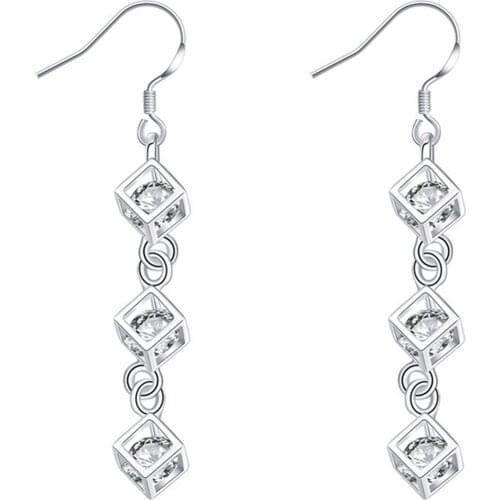 Pendantexport High-end Jewelry Ruili Fashion Hot Trend Explosions Fang Gezi Diamond Earrings 925 Silver Plating E8001