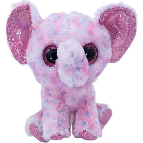 New 6 inch 15 cm Ty Big Eyes Plush Pea Plush Animal Color Pink Elephant Collection Doll Childrens Birthday Christmas Gift
