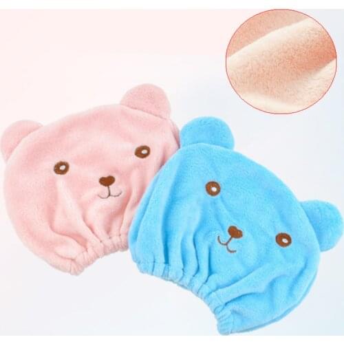 Microfibre After Shower Hair Drying Wrap Womens Girls Ladys Towel Quick Dry Hair Hat Cap Turban Head Wrap Bathing Tools Bear